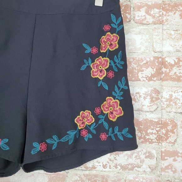 Altar'd State Black Floral Embroidered Shorts - Picture 3 of 7